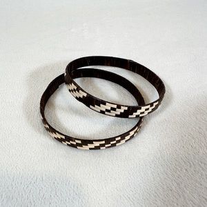 Vintage Native Woven Natural Fibers Bracelets Brown/Cream